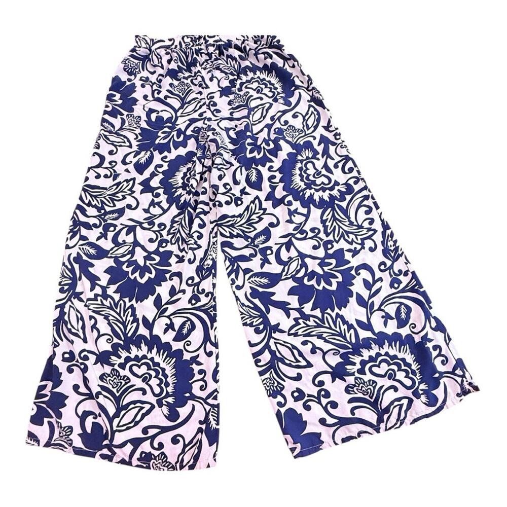 RACHEL Rachel Roy Blue and White Floral Pants